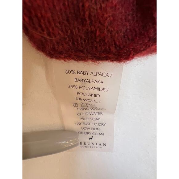 Peruvian Connection Baby Alpaca V Neck Pullover Sweater Size Medium Red - Picture 4 of 4